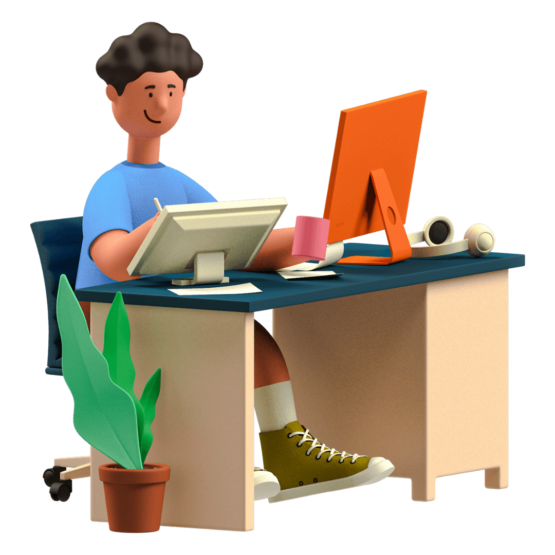 Post 10 dicas home office com personagem 3D